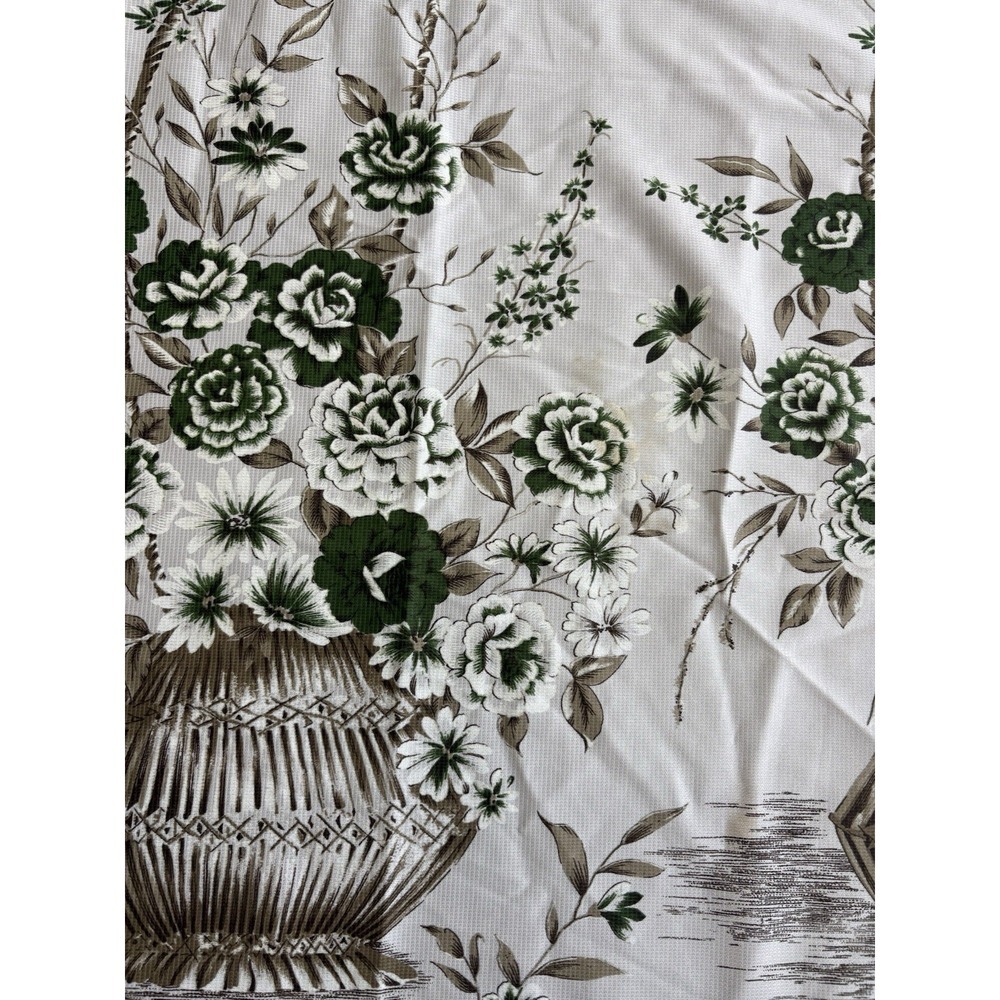 Mid Century Two Tone Floral Bamboo Curtain Panel Set - A Pair 86" - Picture 9 of 16